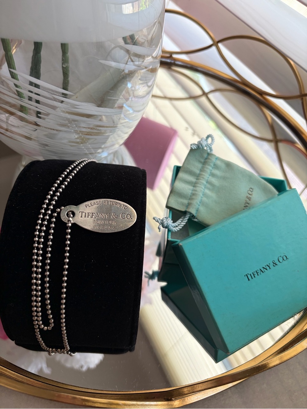 Vintage Tiffany & Co. Silver Oval Tag Ball Chain - Silver Necklace - Picture 2 of 7
